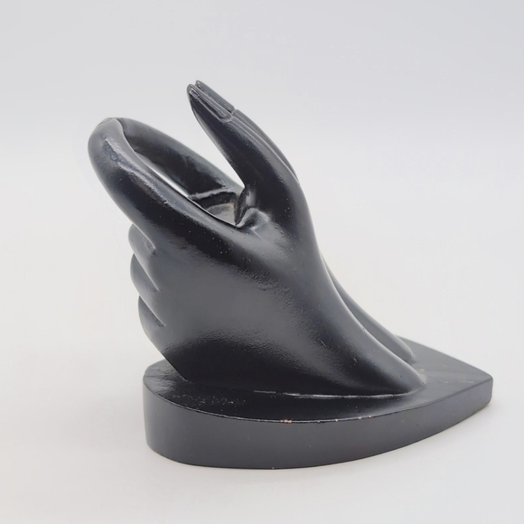 Black Heart And Hand Business Card Holder Gesture Sculpture - Picture 6 of 8